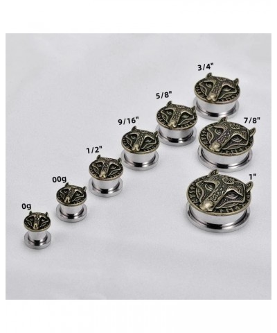 1 Pair Retro Ear Gauges Screw Fit Plug Flesh Tunnels Cat Fox Elephant Stretcher Earrings Hanger Expander Piercing Jewelry 8mm...