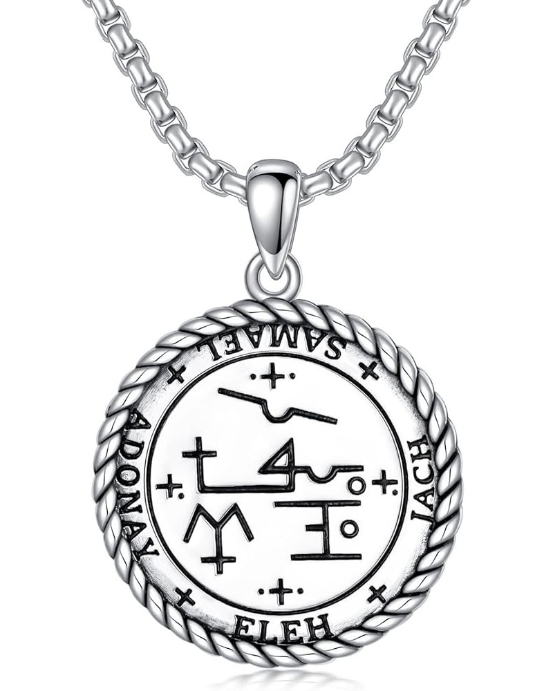 Archangels Sigil Necklace Sterling Silver Solomon Seal Talisman Pendant Amulet Medal Jewelry Protection Medallion Gift for Me...