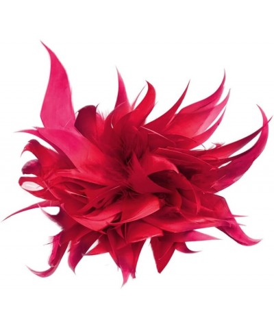 Women Feather Brooch Fashion Brooch Pins Corsage Hair Clip Headwear Hairpin Hairband for Derby Hat Cocktail Party Wine Red $7...