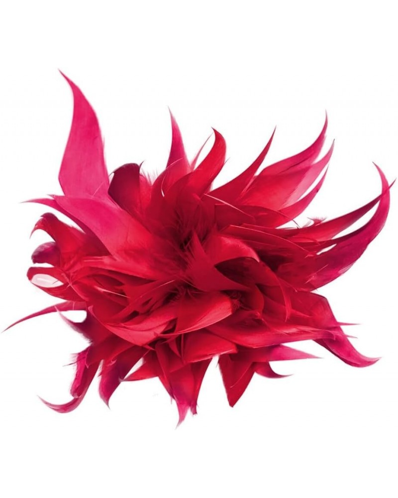 Women Feather Brooch Fashion Brooch Pins Corsage Hair Clip Headwear Hairpin Hairband for Derby Hat Cocktail Party Wine Red $7...