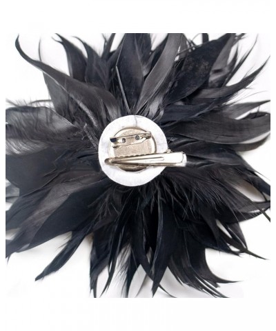 Women Feather Brooch Fashion Brooch Pins Corsage Hair Clip Headwear Hairpin Hairband for Derby Hat Cocktail Party Wine Red $7...