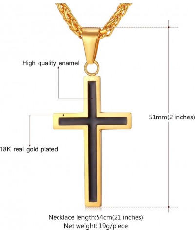 Simple Cross Necklace for Men Women, Stainless Steel Silver Black Gold Latin Cross Pendant Necklaces, Custom Engravable, Leng...