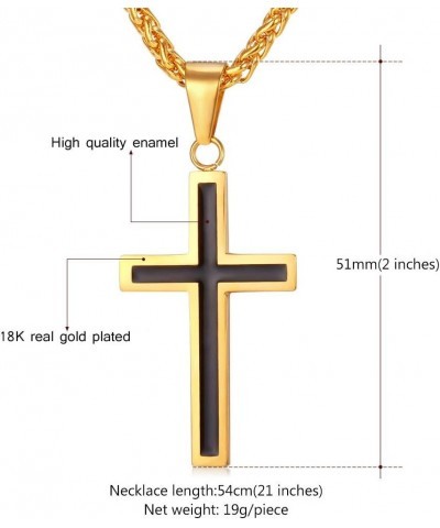 Simple Cross Necklace for Men Women, Stainless Steel Silver Black Gold Latin Cross Pendant Necklaces, Custom Engravable, Leng...