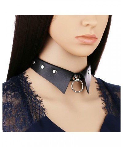 Adjustable Black Fashion Women Men Girls Boy Cool Punk Goth Leather Collar Choker Necklace Heart Collar $10.44 Necklaces