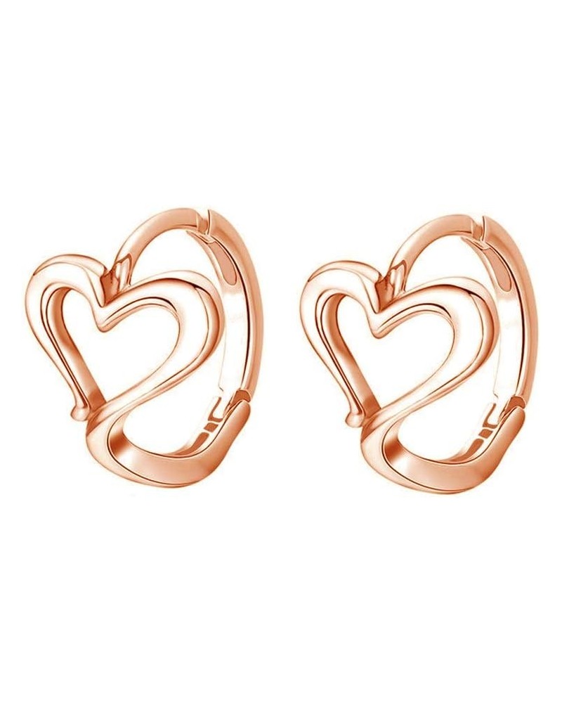 Minimalist Hollow Heart Love S925 Sterling Silver Sleeper Cuff Small Hoop Earrings for Cartilage Women Girls Sensitive Ear Da...