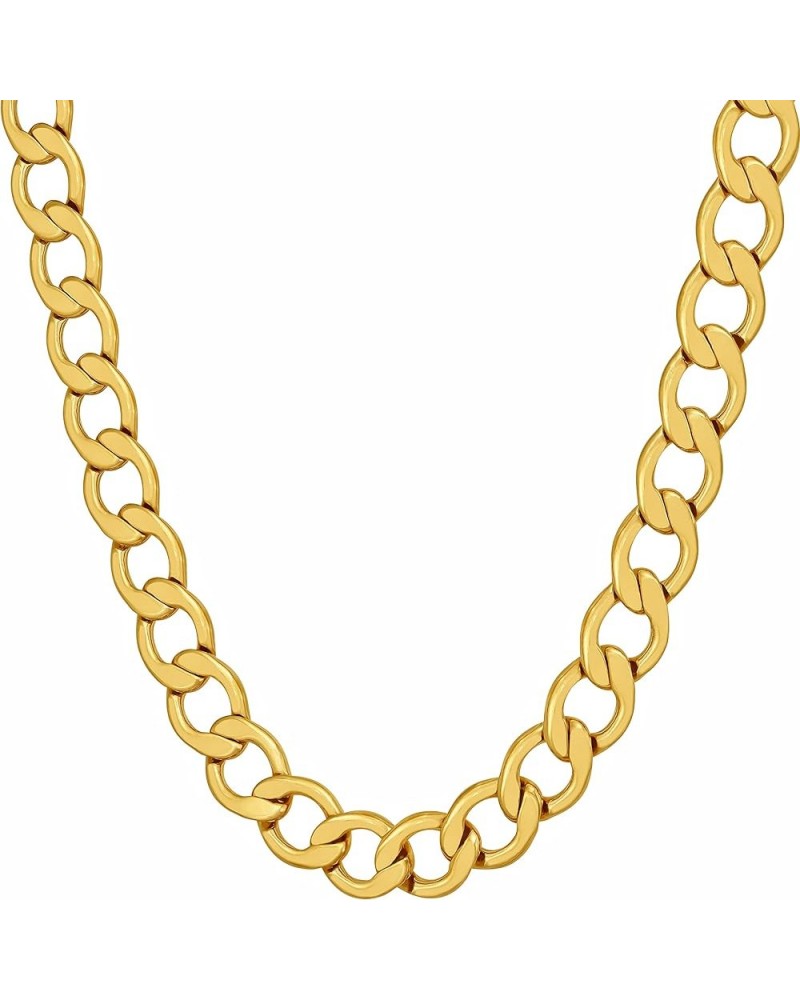 Smooth Rounded Curb Link Chain Necklace 24k Real Gold Plated 7mm 22 inches $20.68 Necklaces