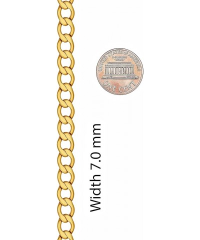 Smooth Rounded Curb Link Chain Necklace 24k Real Gold Plated 7mm 22 inches $20.68 Necklaces