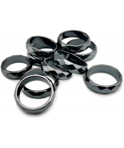 Hematite Stone Rings for Women Men Unisex, Anxiety Balance Root Chakra (Pack of Mixed Size) 6mm Multi-faceted Rings(10Pcs) $1...