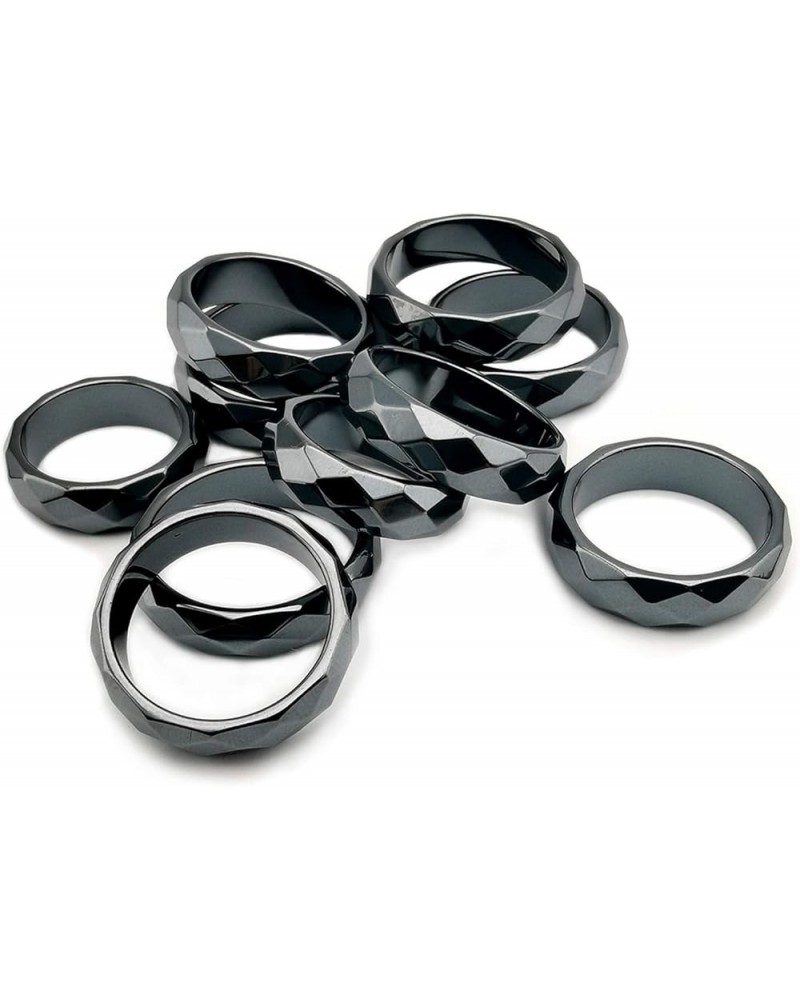 Hematite Stone Rings for Women Men Unisex, Anxiety Balance Root Chakra (Pack of Mixed Size) 6mm Multi-faceted Rings(10Pcs) $1...