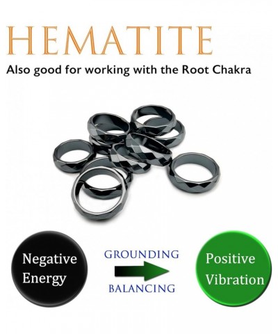 Hematite Stone Rings for Women Men Unisex, Anxiety Balance Root Chakra (Pack of Mixed Size) 6mm Multi-faceted Rings(10Pcs) $1...