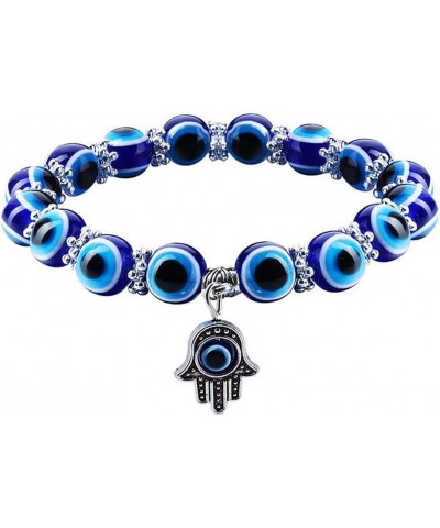 Devil's Eye-shaped Bracelet Palm Shape Pendant Gemstone Beads Stretchy Chain Bracelets Ladies Girls Hand Jewelry 4 $5.18 Brac...