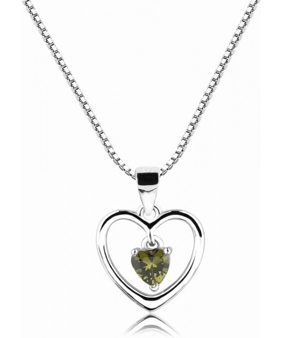 Girl's Sterling Silver Dancing Heart Simulated Birthstone Necklace 08-August 14 $19.03 Necklaces