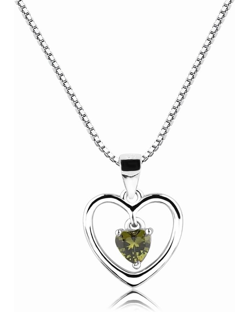 Girl's Sterling Silver Dancing Heart Simulated Birthstone Necklace 08-August 14 $19.03 Necklaces