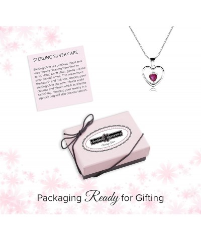 Girl's Sterling Silver Dancing Heart Simulated Birthstone Necklace 08-August 14 $19.03 Necklaces