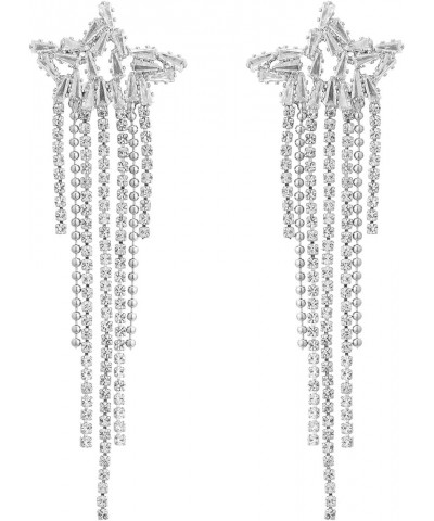 Rhinestone Dangle Earrings, Chandelier Tassel Earrings Long Fringe Earrings Crystal Sparkly Costume Jewelry Style C $6.83 Ear...