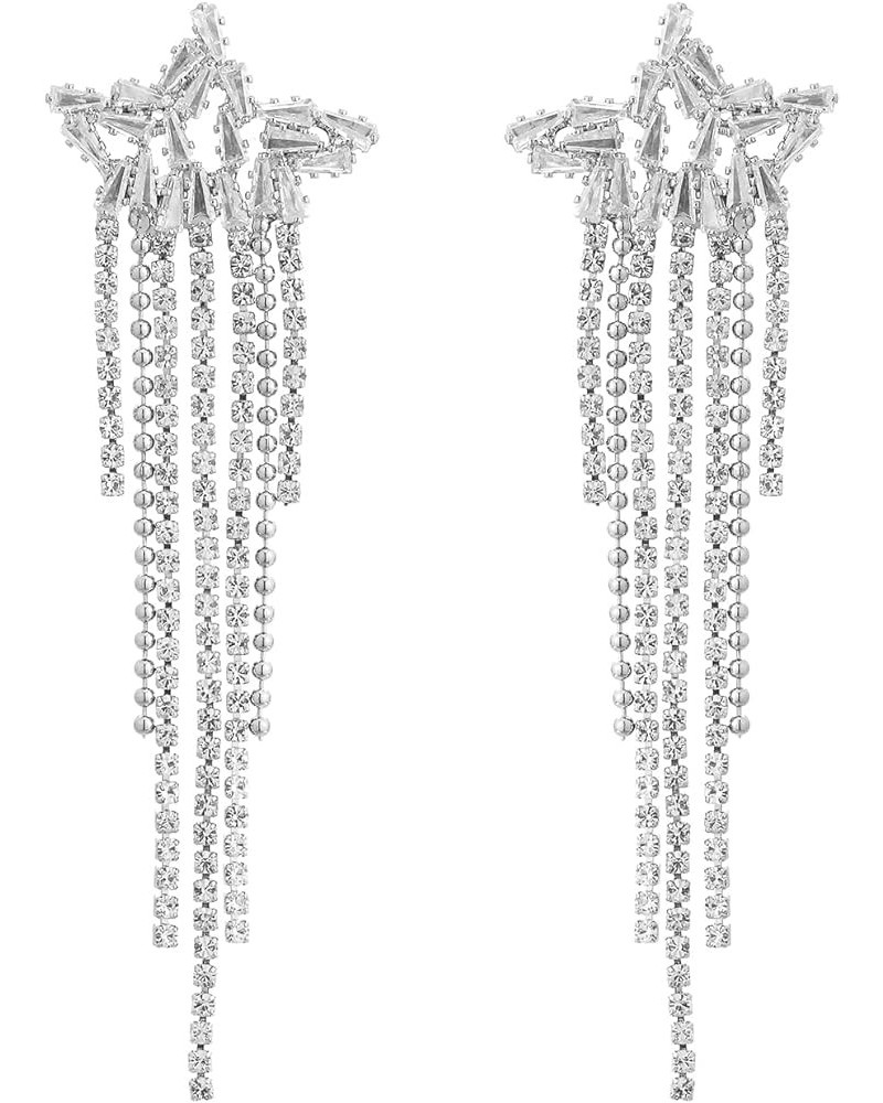 Rhinestone Dangle Earrings, Chandelier Tassel Earrings Long Fringe Earrings Crystal Sparkly Costume Jewelry Style C $6.83 Ear...