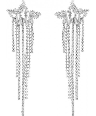 Rhinestone Dangle Earrings, Chandelier Tassel Earrings Long Fringe Earrings Crystal Sparkly Costume Jewelry Style C $6.83 Ear...