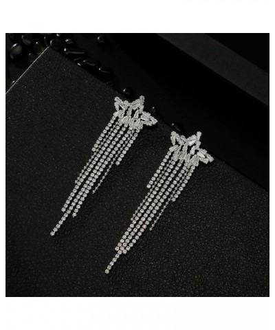 Rhinestone Dangle Earrings, Chandelier Tassel Earrings Long Fringe Earrings Crystal Sparkly Costume Jewelry Style C $6.83 Ear...