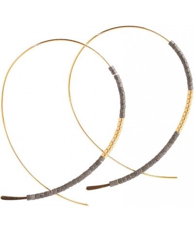 Norah Earrings Collection Glass Beads with Gold Focal Center - Collections Graphite $18.29 Earrings