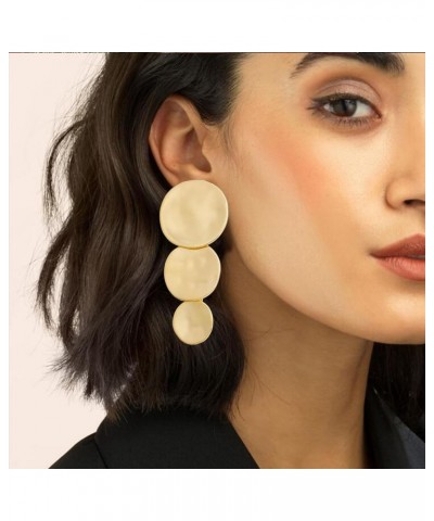 Gold Circle Disc Earrings Geometric Disc Coin Statement Earrings for Women 14K Gold Double Round Disc Square Dangle Earrings ...