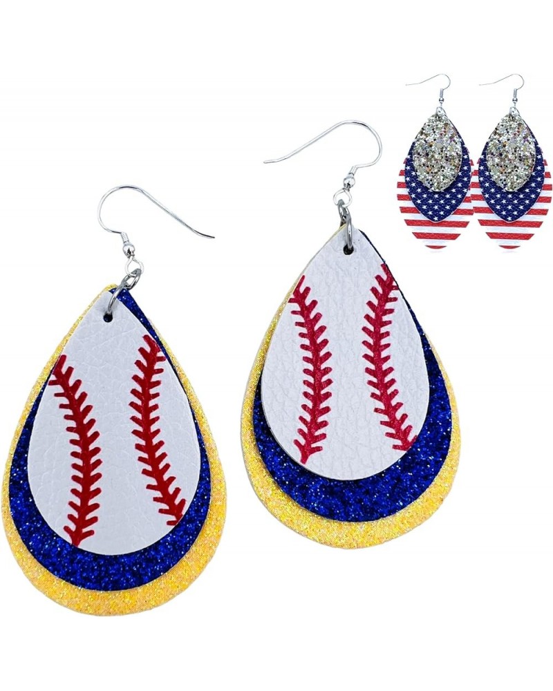 Baseball Earrings for Women - Baseball Jewelry for Mom - Baseball Mom Accessories - Baseball Accessories - Leather Glitter Ea...