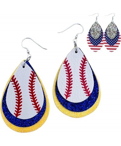 Baseball Earrings for Women - Baseball Jewelry for Mom - Baseball Mom Accessories - Baseball Accessories - Leather Glitter Ea...