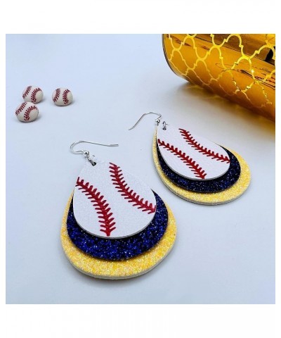 Baseball Earrings for Women - Baseball Jewelry for Mom - Baseball Mom Accessories - Baseball Accessories - Leather Glitter Ea...