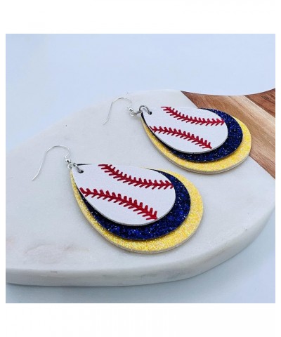 Baseball Earrings for Women - Baseball Jewelry for Mom - Baseball Mom Accessories - Baseball Accessories - Leather Glitter Ea...