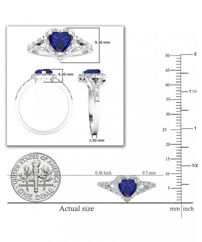 6mm Heart Lab Created Gemstone & White Diamond Engagement Ring in 925 Sterling Silver 7 925 Sterling Silver Lab-created Blue ...