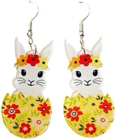 Cute Colorful Easter Egg Rabbit Acrylic Earrings Funny Animal Bunny Flower Dangle Drop Earrings for Women Girls Easter Spring...