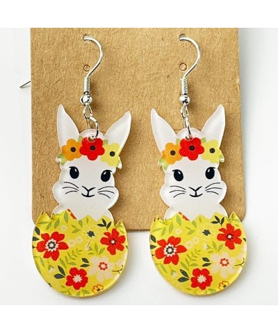 Cute Colorful Easter Egg Rabbit Acrylic Earrings Funny Animal Bunny Flower Dangle Drop Earrings for Women Girls Easter Spring...