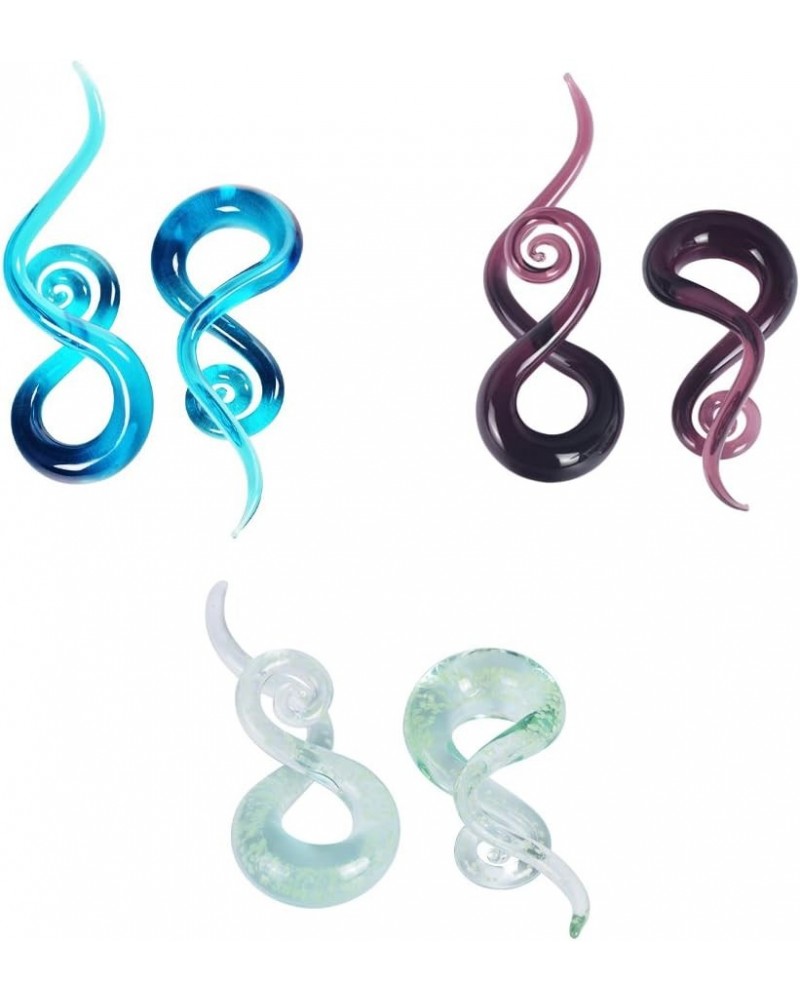 Ear Stretching Glass Spiral Tapers Gauges 4g-9/16 inch Blue, Glow in The Dark, Purple, Green, Red 3 pairs of 0g(8mm) $8.25 Bo...