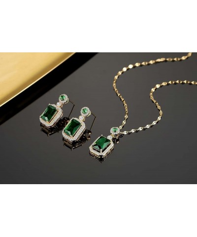 Emerald Jewelry for Women Green Stone Necklace Earrings Set Cute Necklaces Green-1 $10.59 Necklaces