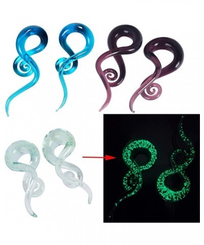 Ear Stretching Glass Spiral Tapers Gauges 4g-9/16 inch Blue, Glow in The Dark, Purple, Green, Red 3 pairs of 0g(8mm) $8.25 Bo...