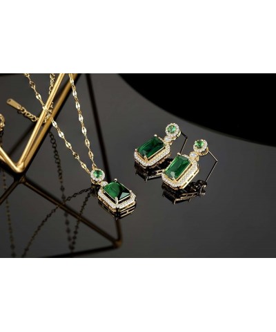 Emerald Jewelry for Women Green Stone Necklace Earrings Set Cute Necklaces Green-1 $10.59 Necklaces