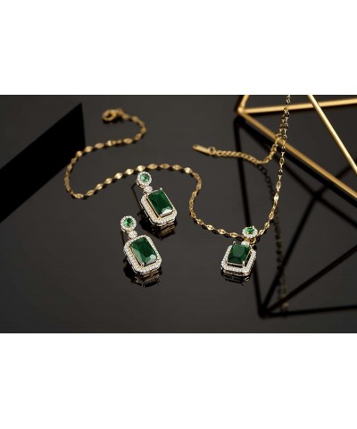 Emerald Jewelry for Women Green Stone Necklace Earrings Set Cute Necklaces Green-1 $10.59 Necklaces