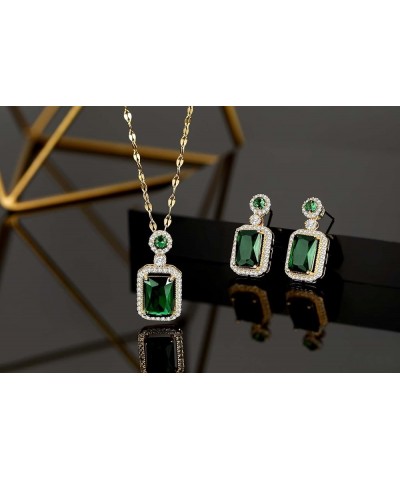 Emerald Jewelry for Women Green Stone Necklace Earrings Set Cute Necklaces Green-1 $10.59 Necklaces