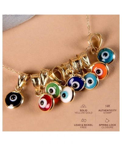 14K Solid Gold Evil Eye Pendant Necklace - With 0.75mm 14K Chain - 16 Blue $34.78 Necklaces