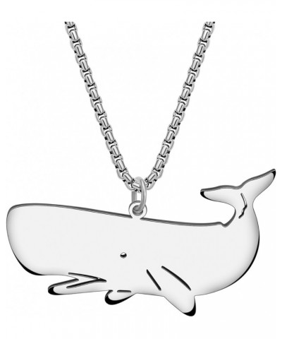 Stainless Steel Ocean Animal Whale Necklace Pendant for Women Girls 18K Gold Silver Plated Cute Whale Necklaces Minimalist Je...