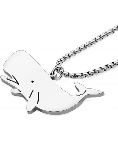 Stainless Steel Ocean Animal Whale Necklace Pendant for Women Girls 18K Gold Silver Plated Cute Whale Necklaces Minimalist Je...