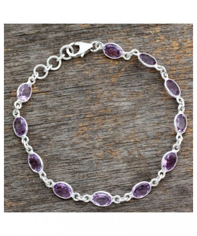 Artisan Handmade Amethyst Tennis Bracelet Indian .925 Sterling Silver Purple Style Ultra Violet Birthstone 'Romantic Violet' ...