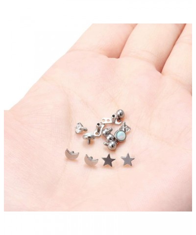 18PCS 14g Dermal Anchor Tops and Base Skin Titanium Microdermals Surface Piercing Jewelry for Women Men, Opal/CZ/Ball/Heart/M...