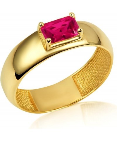 14K Yellow Gold Gemstone Radiant Cut 5 mm Band Ring Available in Yellow, Rose and White Gold with multiple ring sizes G. Ruby...