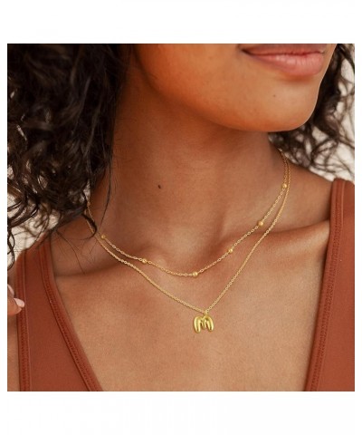 Gold Initial Necklaces for Women Girls, Layered Chunky Big Bubble/Balloon Letter/Initial Necklace A-Z Pendant Alphabet Choker...