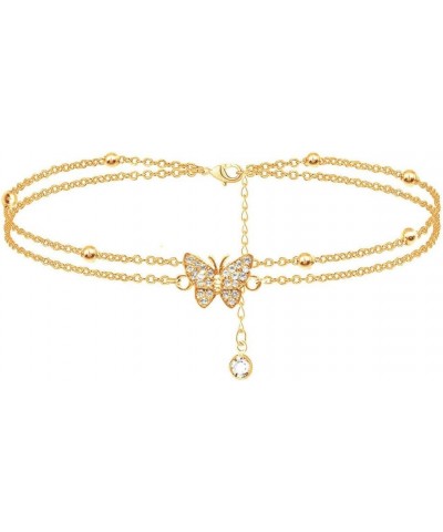 Butterfly Anklet Adjustable Layered Anklet Summer Beach Holiday Jewelry Gift for Women Girls Gold $5.79 Anklets