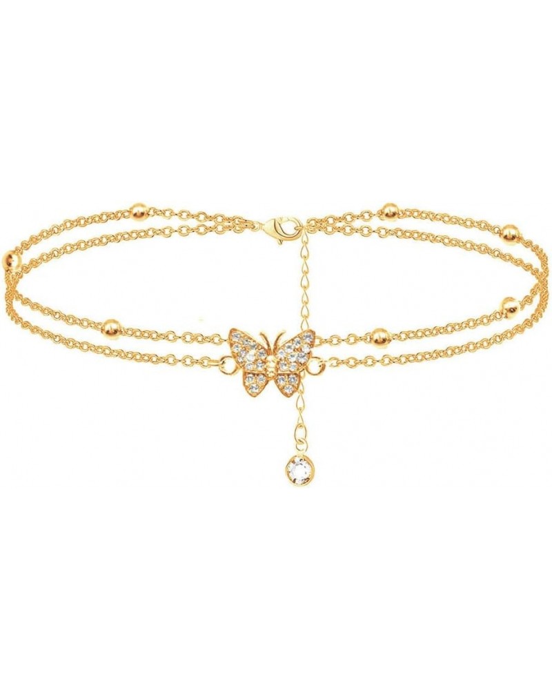 Butterfly Anklet Adjustable Layered Anklet Summer Beach Holiday Jewelry Gift for Women Girls Gold $5.79 Anklets