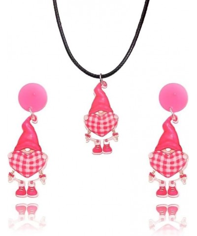 Hot Pink Valentine Jewelry Set Dwarf Earrings Dwarf Necklace Cat Earrings Cat Necklace Love Earrings Love Necklace Valentine'...