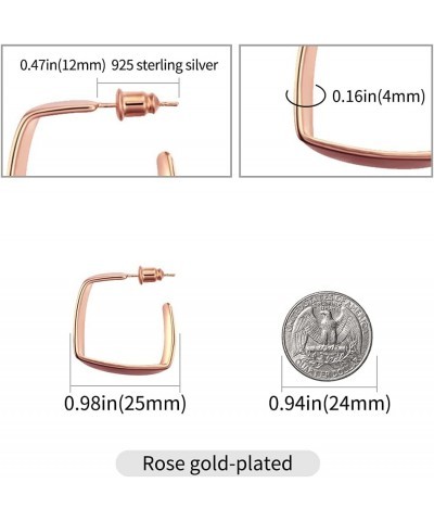 Rose Gold Plated Yellow Gold Plated White Gold Square Hoop Earrings Simple Geometricr Post Hoop Earrings For Women And Girls ...