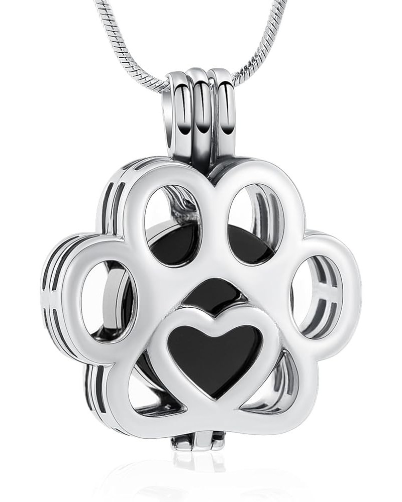 Pet Cremation Jewelry Dog Paw Urn Necklace for Ashes for Women Men of Loved Ones Memorial Locket Pendant Black $11.54 Others