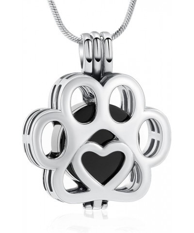 Pet Cremation Jewelry Dog Paw Urn Necklace for Ashes for Women Men of Loved Ones Memorial Locket Pendant Black $11.54 Others